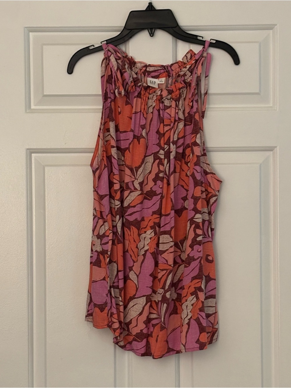 GAP Pink and Orange Floral Halter-Style Camisole